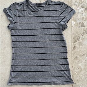 Vince Charcoal and Black Striped Tee